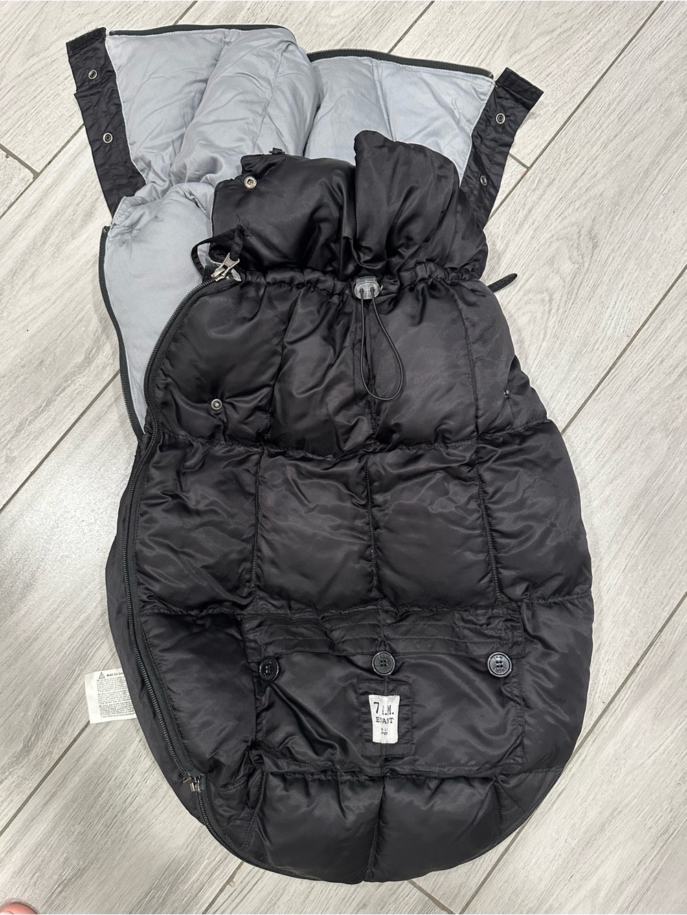 7AM Enfant Black Quilted Puffer Footmuff / Stroller Sleeping Bag